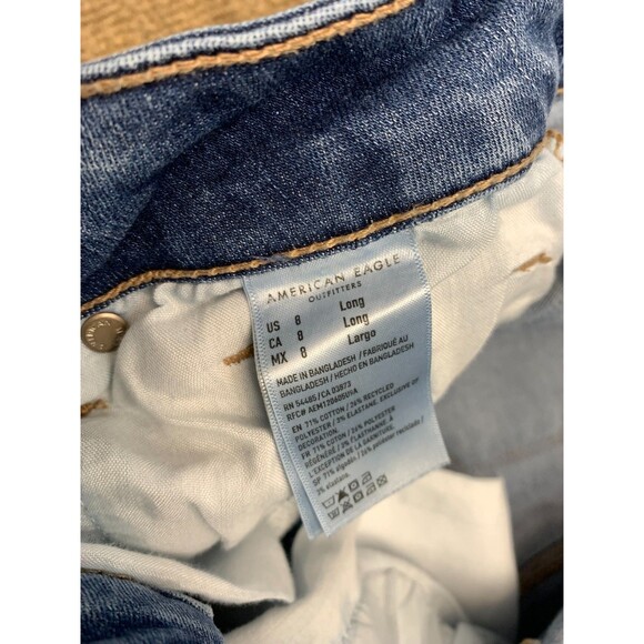 American Eagle Jeans Womens 8 Skinny Kick Bootcut Whiskered Next Stretch Denim - Picture 7 of 11